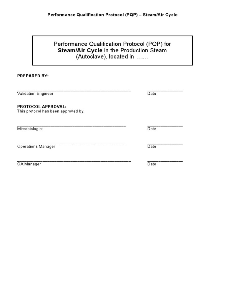 Autoclave Performance Qualification Protocol | PDF | Sterilization ...