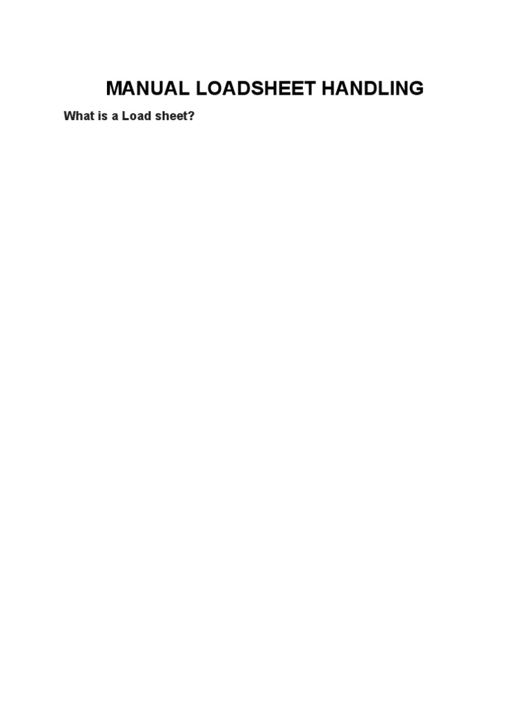 Manual Loadsheets in Aviation | PDF