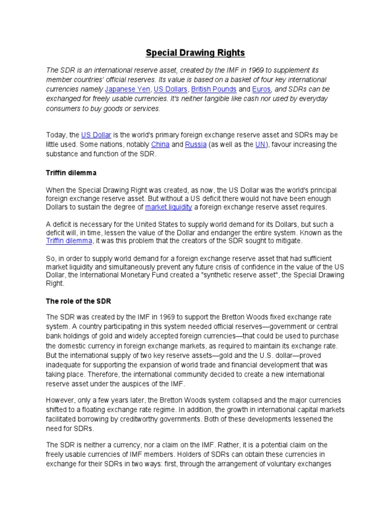 Special Drawing Rights | PDF | Special Drawing Rights | Money