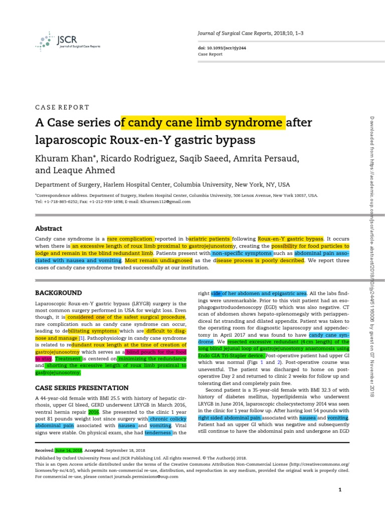 A Case Series of Candy Cane Limb Syndrome After Laparoscopic Roux-en-Y ...