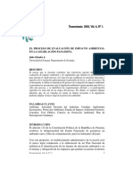 El Proceso de Evaluación de Impacto Ambiental en La Legislación Panameña