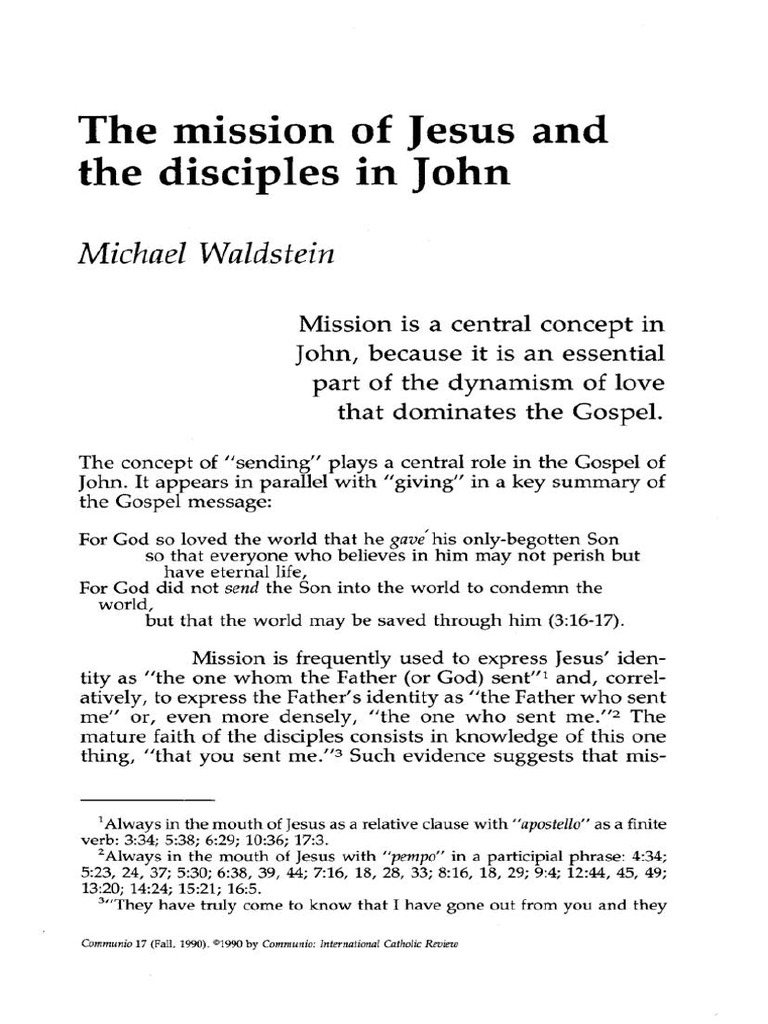Mission of Jesus in the Gospel of John | PDF | Gospel Of John | Eternal ...