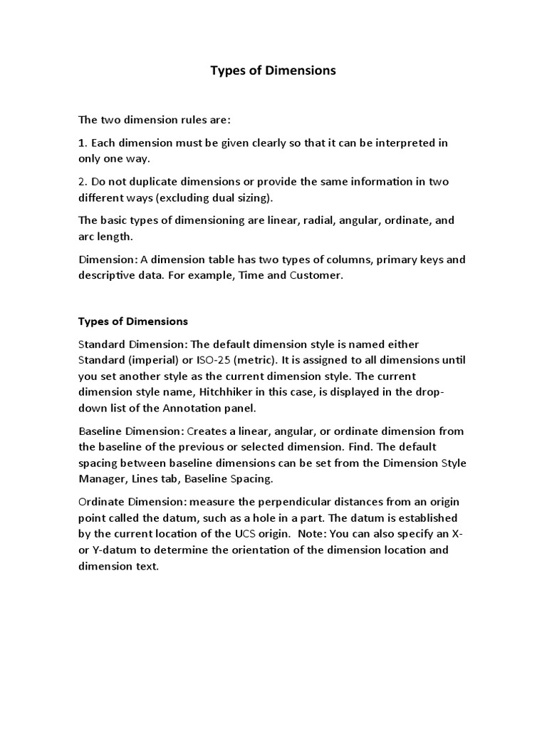Types of Dimensions | PDF