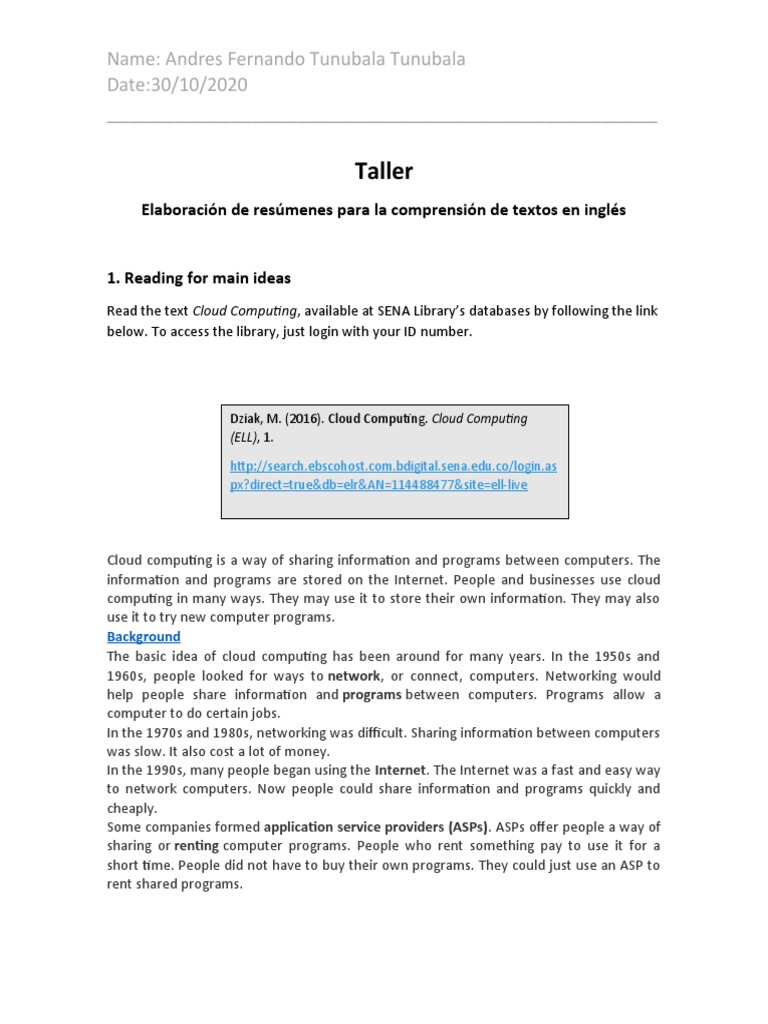 AP03-AA4-EV04 DOC Taller Elaboracion Resumenes | PDF | Cloud Computing ...