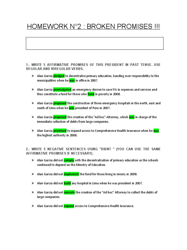 Homework N°2: Broken Promises !!! | PDF | Linguistic Typology ...