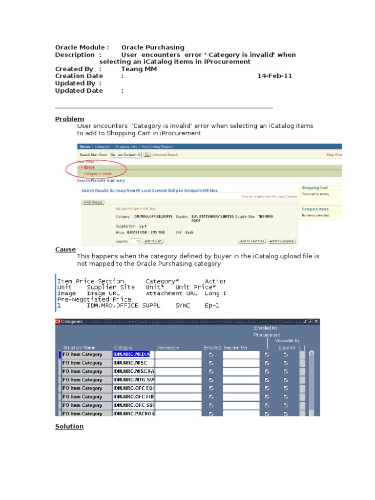 Fix 'Category is Invalid' in iProcurement | PDF | World Wide Web ...