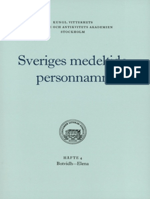 Sveriges Personnamn Häfte Botvidh - | PDF