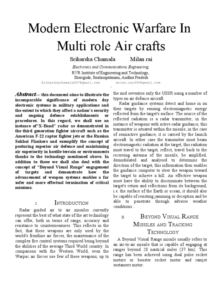 Electronic Warfare in The 21st Century PDF Aerospace Engineering