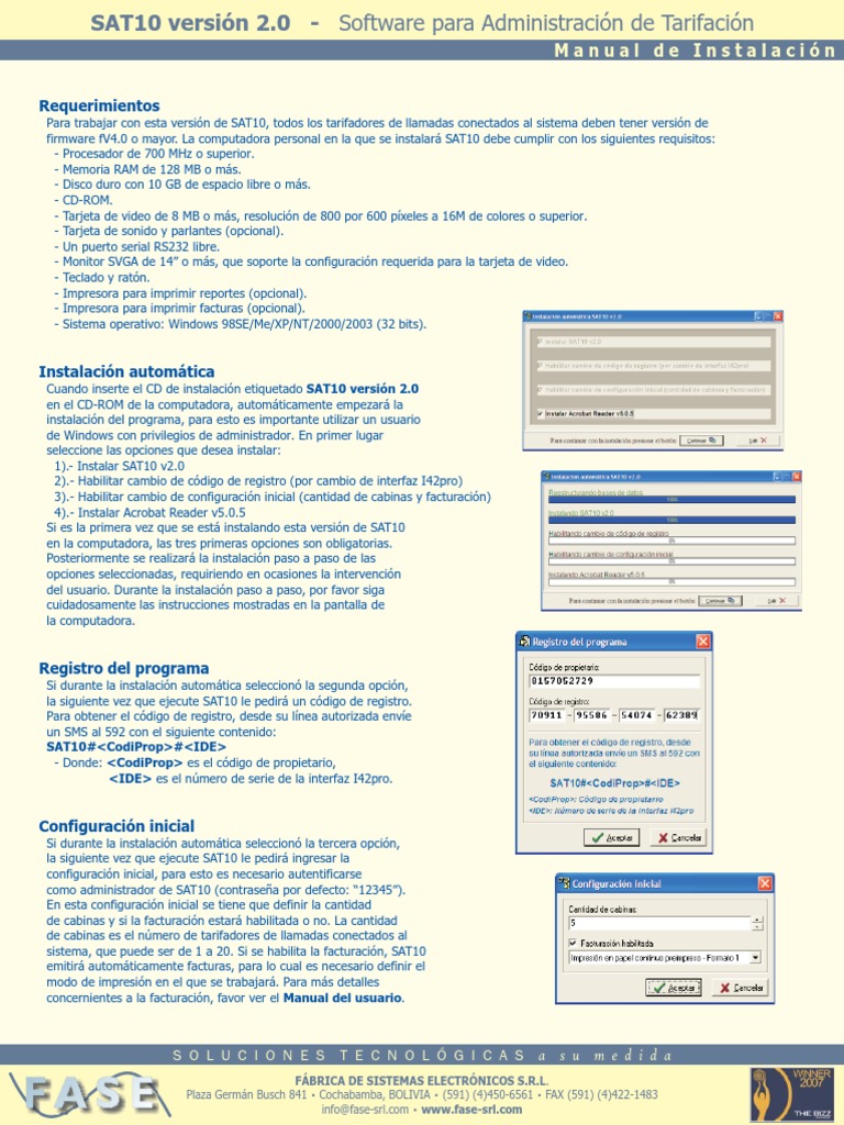 Manual de Instalación SAT10 v2.0 | PDF | Programa de computadora ...
