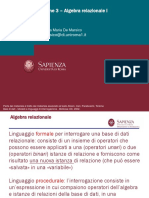 Lezione 3 - Algebra Relazionale I: Demarsico@di - Uniroma1.it