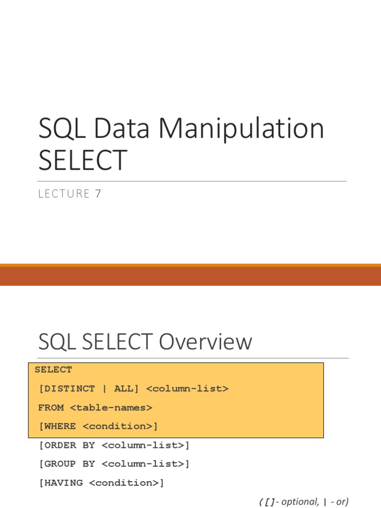SQL Data Manipulation Select | PDF | Information Science | Software ...