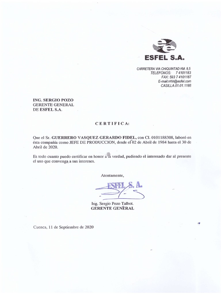 Certificado Guerrero Gerardo | PDF