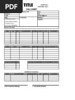 Call Sheet