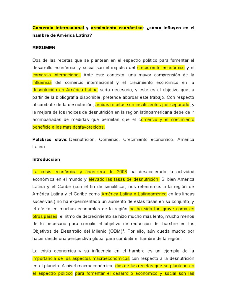 LECTURA #1 - Comercio Internacional y Crecimiento Económico | PDF ...