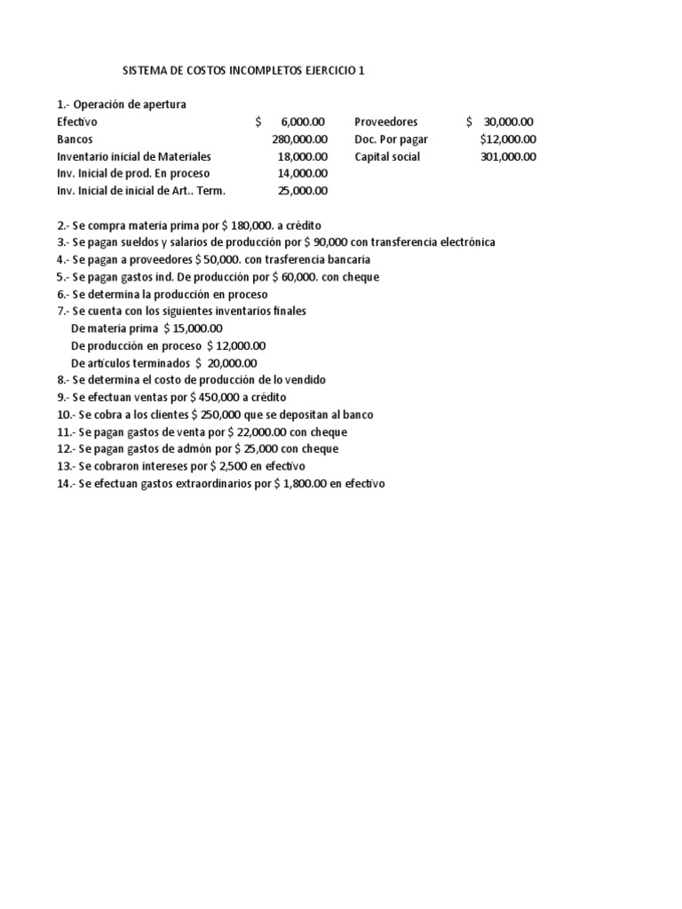 Cálculo de Costos y Resultados Financieros | PDF | Estado de resultados ...