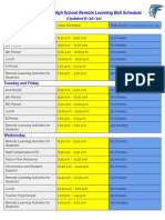 Updated 2020-2021 Foothill High School Remote Learning Bell Schedule