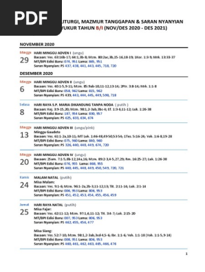 Kalender Liturgi B1 2021 Lagumisa Pdf