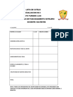 Lista de Cotejo Evaluacion No.1 5TO TURISMO 2,020 Área: Tecnicas de Funcionamiento Hotelero Docente: Isai Reyes