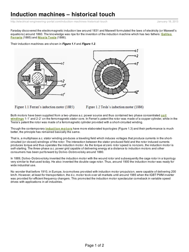 Ferraris and Tesla: Induction Machine Pioneers | PDF | Electromagnetic ...