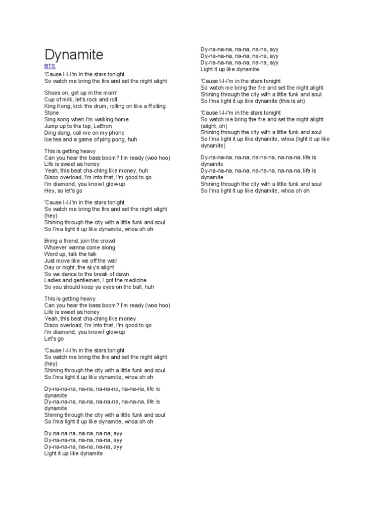 Light It Up Like Dynamite PDF Popular Music Entertainment (General)