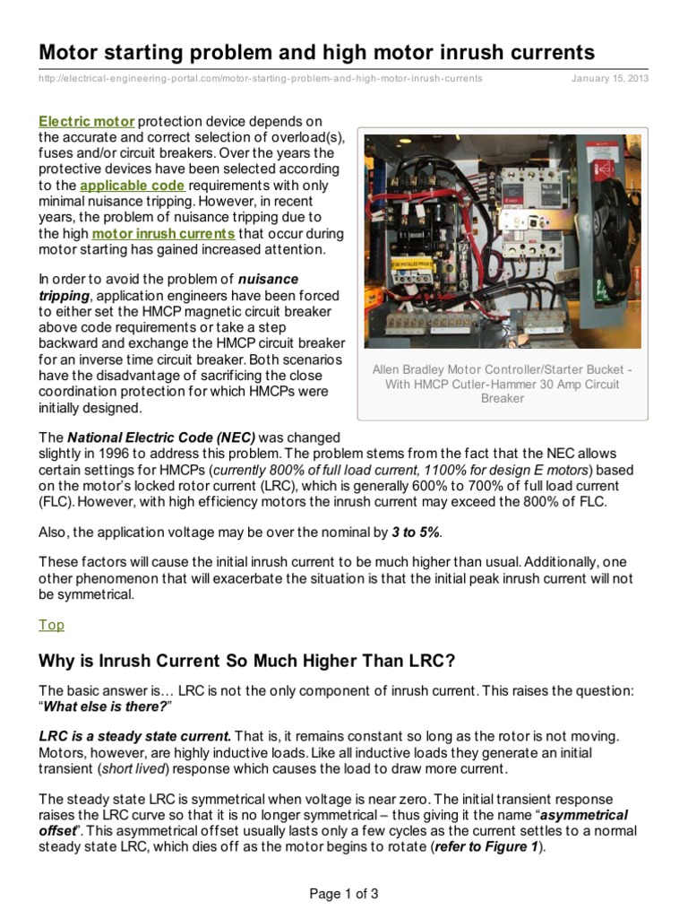 Motor Inrush Solutions for Engineers | PDF | Electric Motor | Steady State