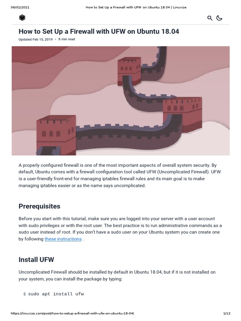 How To Set Up A Firewall With UFW On Ubuntu 18.04 - Linuxize | PDF ...
