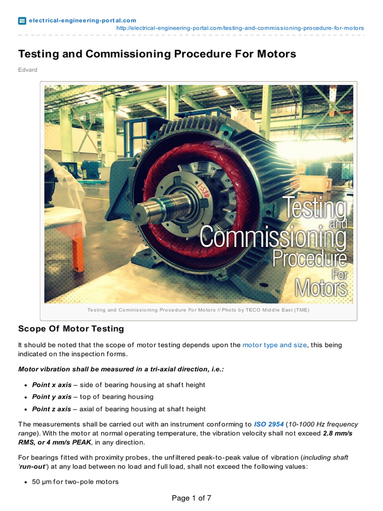 3.1 Testing - and - Commissioning - Procedure - For - Motors | PDF ...