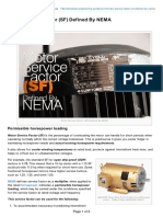 Motor Service Factor (SF) Defined by NEMA: Permissible Horsepower Loading