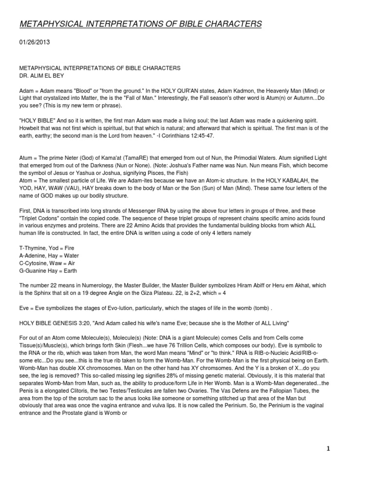 Metaphysical Insights on Bible Characters | PDF | Cain And Abel ...