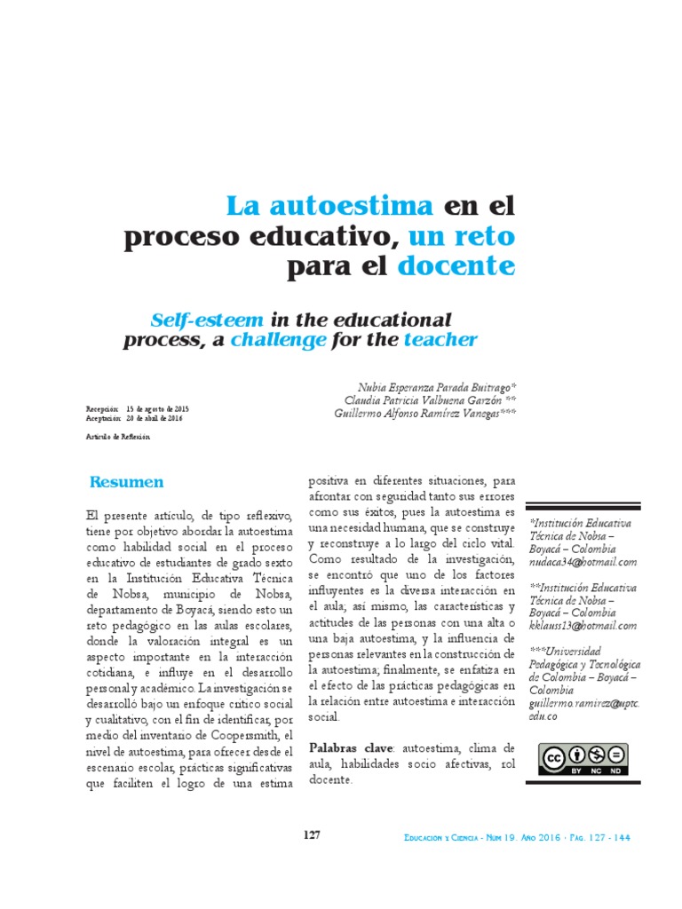 En El Proceso Educativo, para El: La Autoestima Un Reto Docente | PDF ...