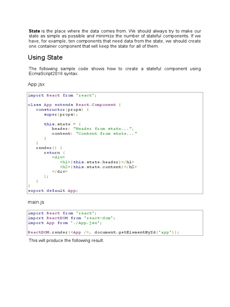 React State Management Basics | PDF