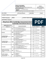 CAIE - A and As Level Registration - MJ2021 Form