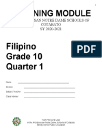 Learning Module: Filipino Grade 10 Quarter 1