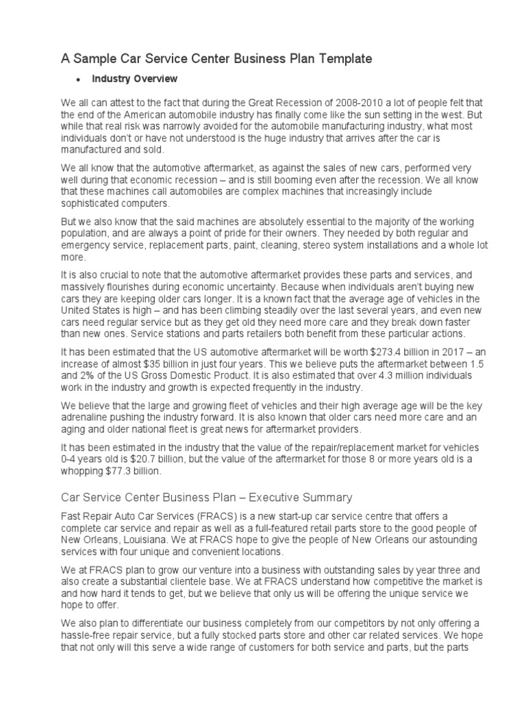 a-sample-car-service-center-business-plan-template-pdf-car-marketing