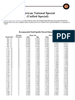 American National Special (Unified Special) : Recommended Shaft/Spindle Thread Dimensions