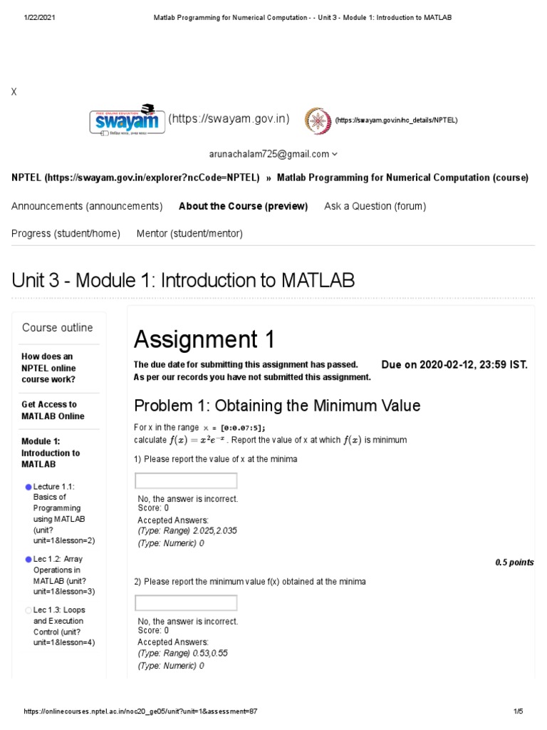 Matlab Programming For Numerical Computation Unit 3 Module 1 Matlab programming for numerical computation unit 3 module 1