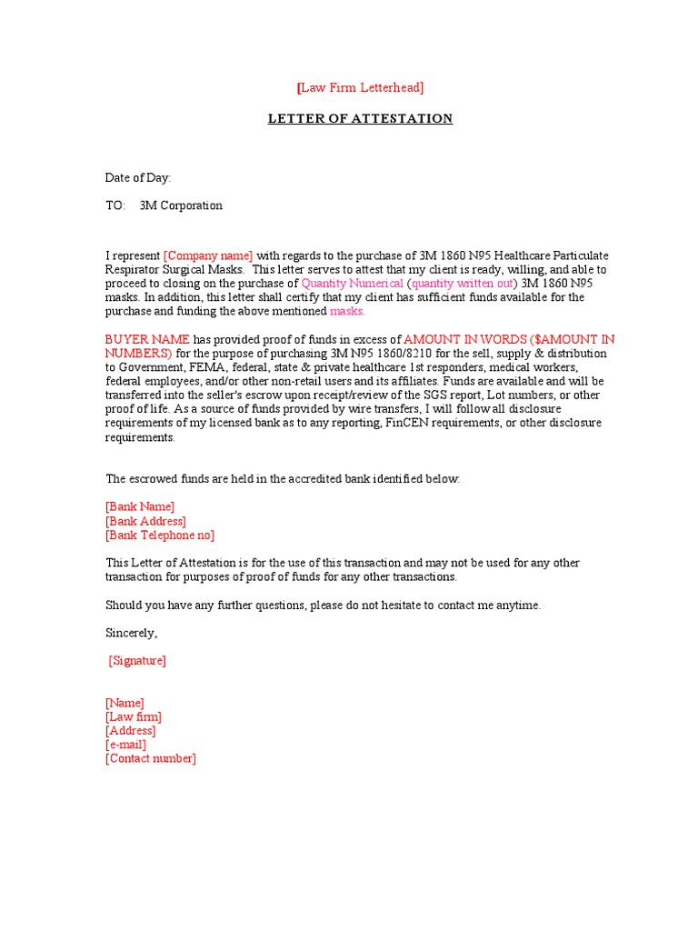 Template Letter Of Attestation Pdf