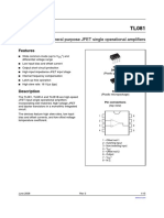 General Purpose JFET Single Operational Amplifiers: Features