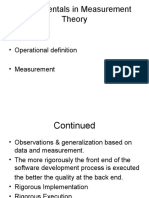 Fundamentals in Measurement Theory: - Definition - Operational Definition - Measurement