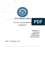NUST Business School: ACC-344: Corporate Reporting Assignment# 1