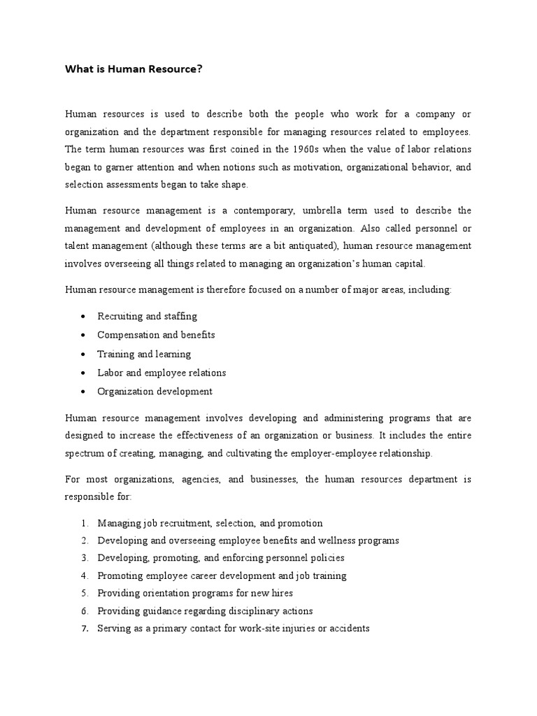What Is Human Resource PDF Human Resource Management Human Resources