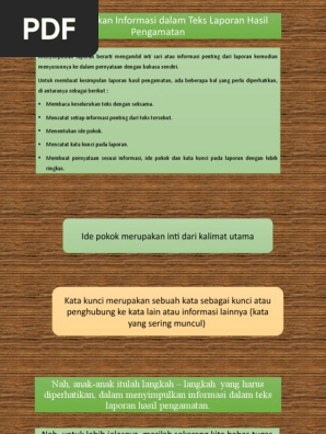 Menyimpulkan Informasi Dalam Teks Laporan Hasil Pengamatan Pdf