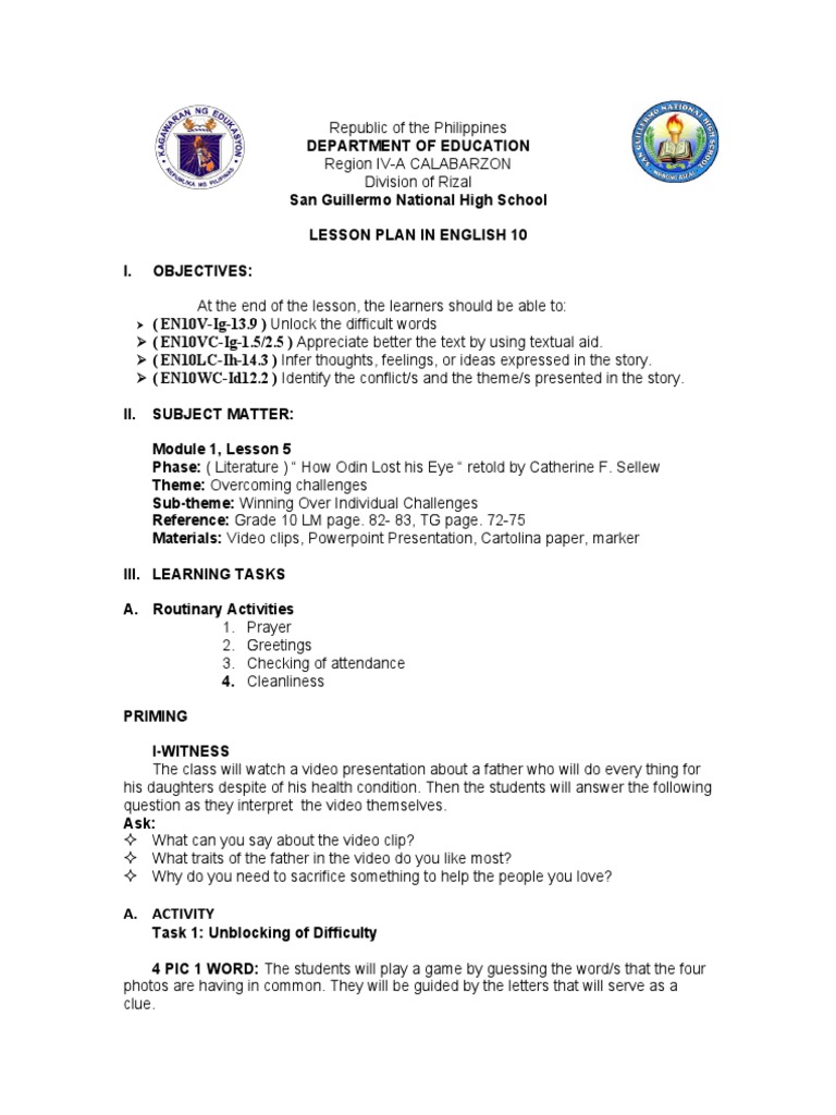 Demo Lesson Plan PDF | PDF | Lesson Plan