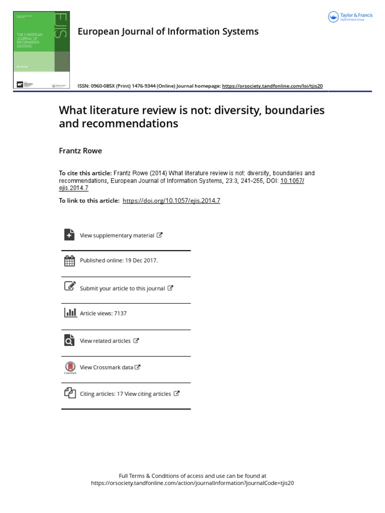 what literature review is not diversity boundaries and recommendations