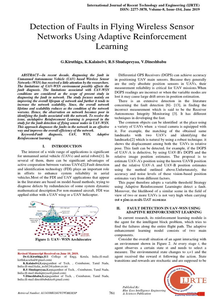 Detection of Faults in Flying Wireless Sensor | PDF | Wireless Sensor ...