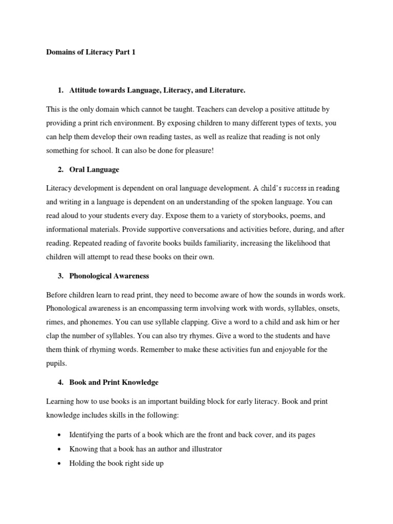 Key Literacy Domains for K-3 Education | PDF | Syllable | Applied ...