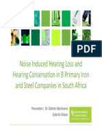 Noise Induced Hearing Loss and Hearing Conservation in 8 Primary Iron and Steel Companies in South Africa