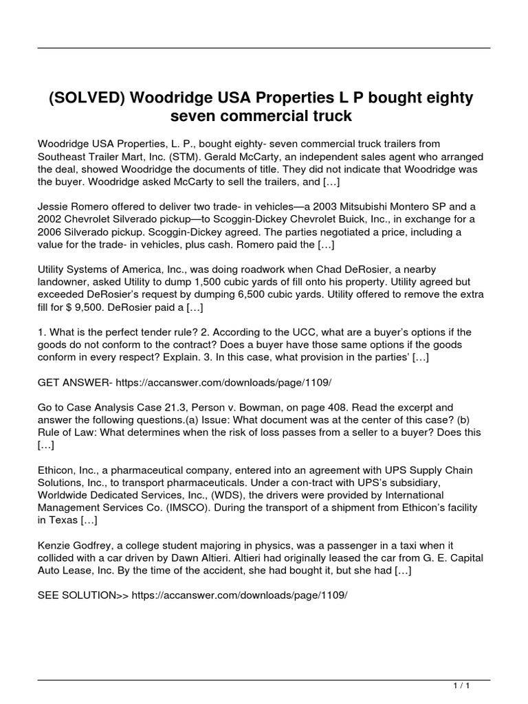 Solved Woodridge Usa Properties L P Bought Eighty Seven Commercial