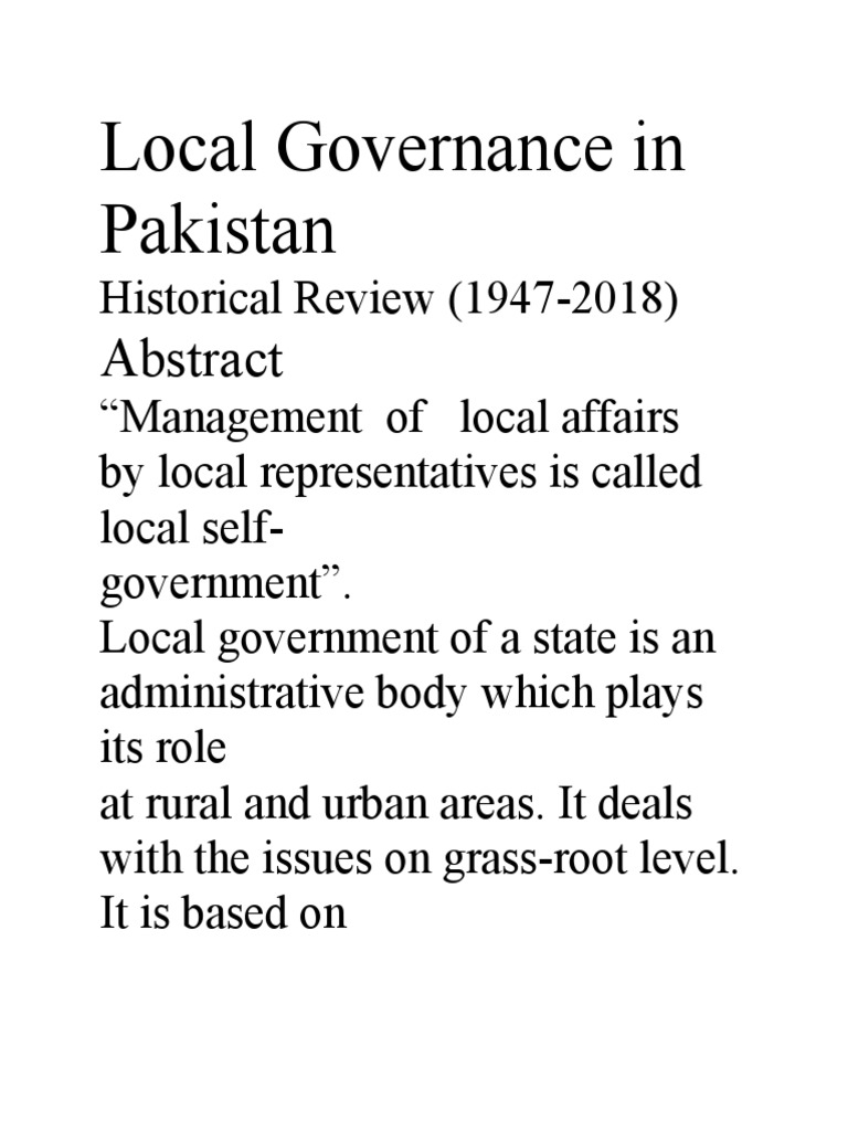 Local Self-Government in Pakistan History | PDF | Pakistan Peoples ...