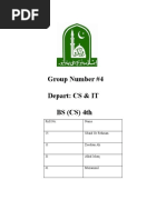 Group Number #4 Depart: CS & IT BS (CS) 4th: Roll No: Name